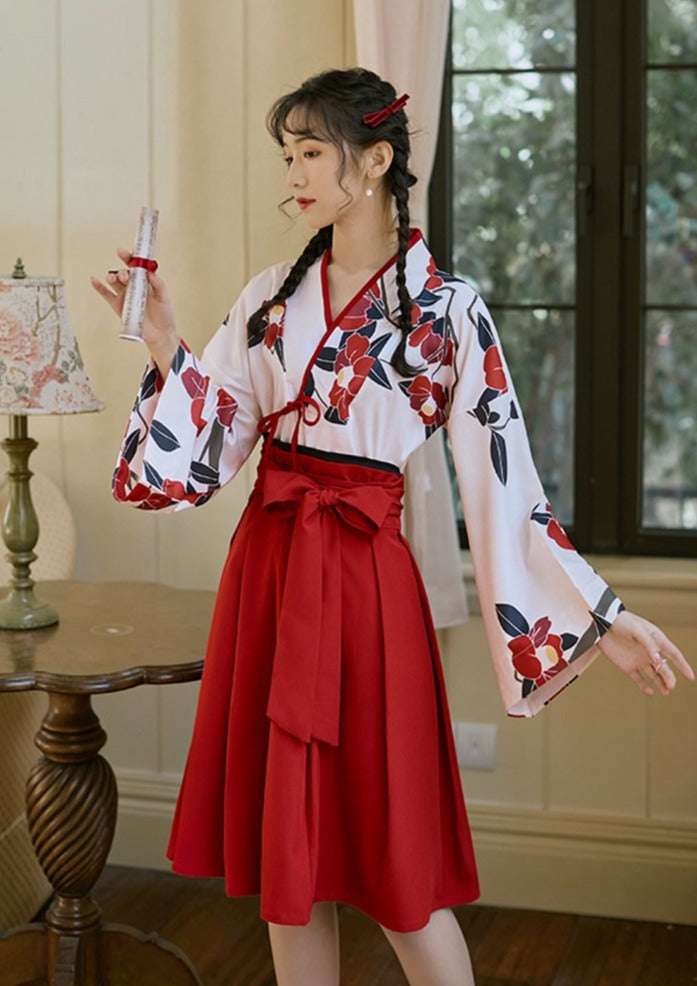 Camellia | Modern Red Short Dress (夏日校服)