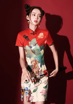 Lotus Crane | Mini Qipao Dress (红鹤)