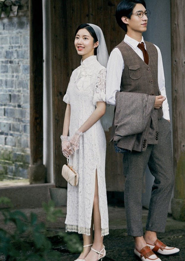 White Bridal Qipao Dress (WQP03)