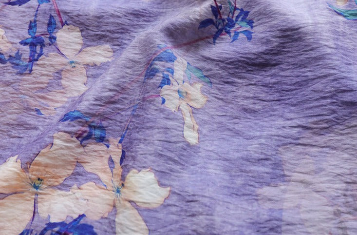Purple Magnolia | Printed Linen Qipao (紫玉兰)
