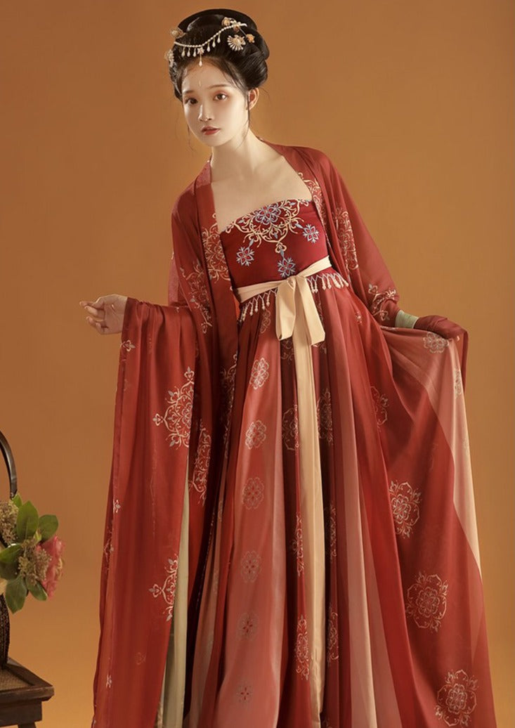 Kanzashi Flower | Red Hanfu Dress (簪花)