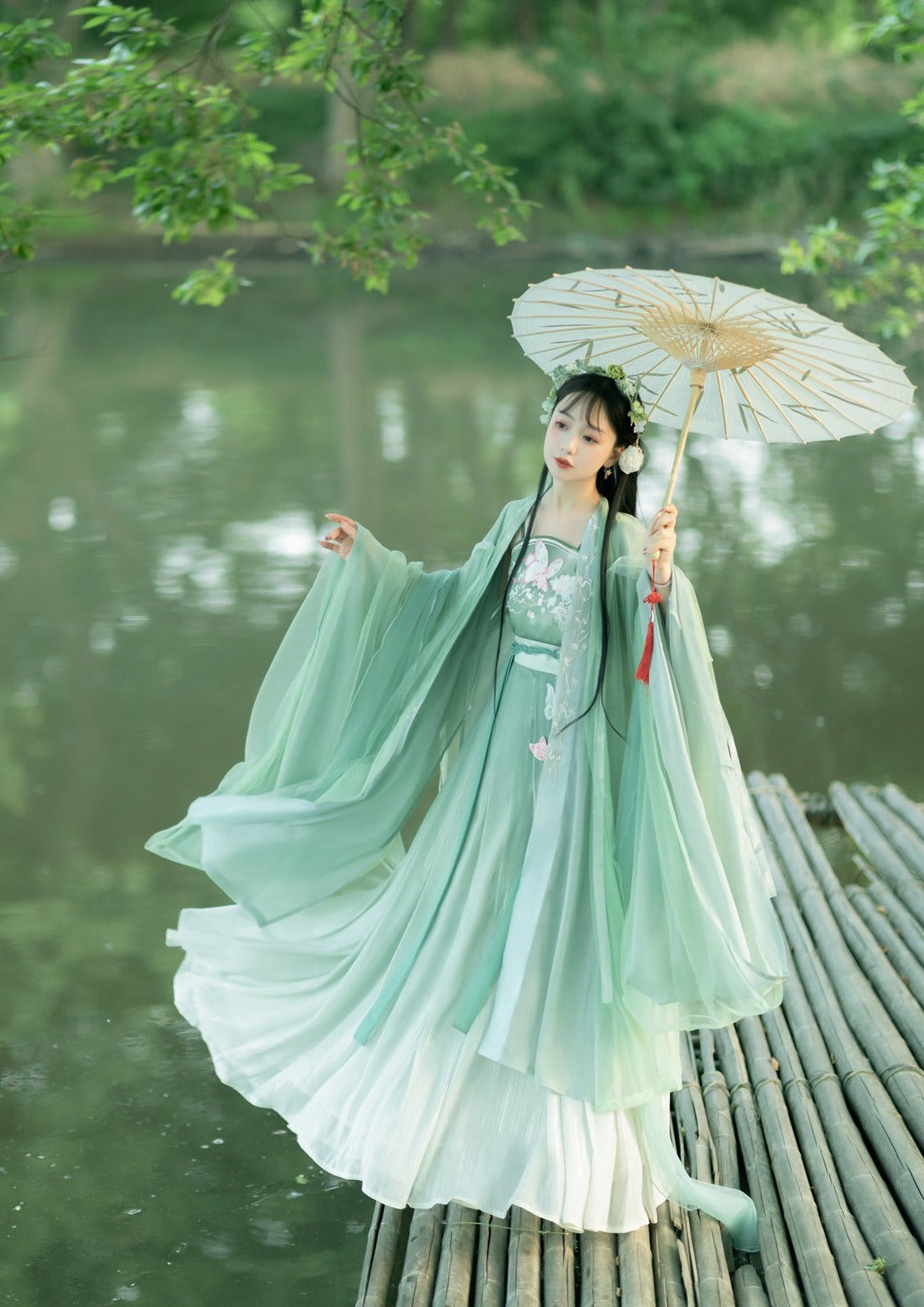 Sueño de mariposa | Vestido Hanfu verde de verano (梦蝶)