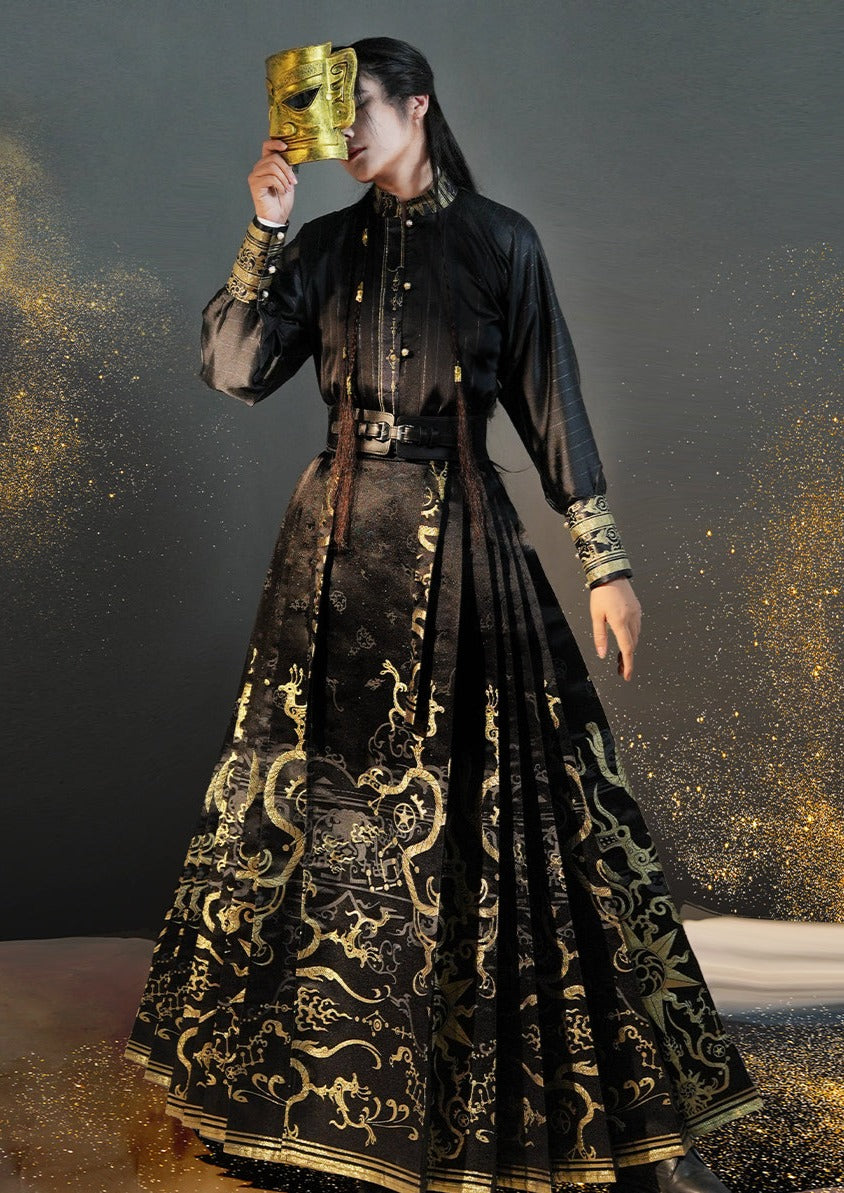 Three Stars | Modern Unisex Ma Mian Skirt (三星堆)