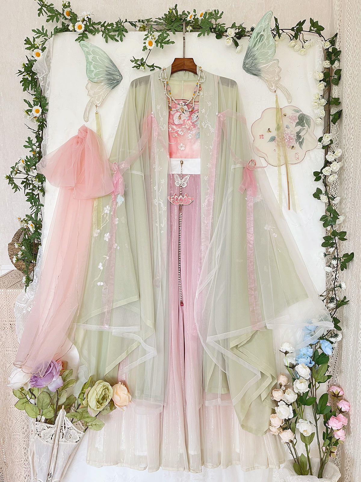 Sueño de mariposa | Vestido Hanfu rosa de verano (梦蝶)