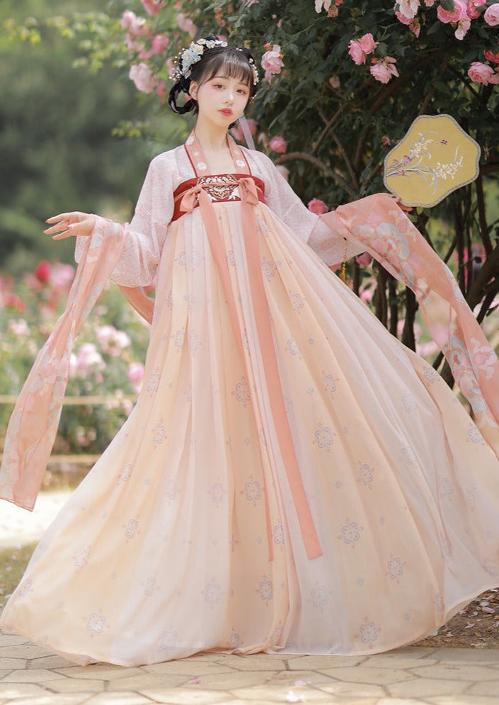 Spring Tail | 3-Pieces Tang Pink / Blue Hanfu (春瑶)