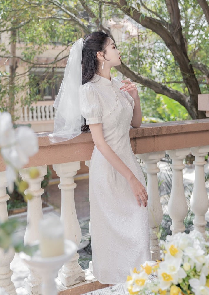 White Bridal Qipao Dress (WQP02)