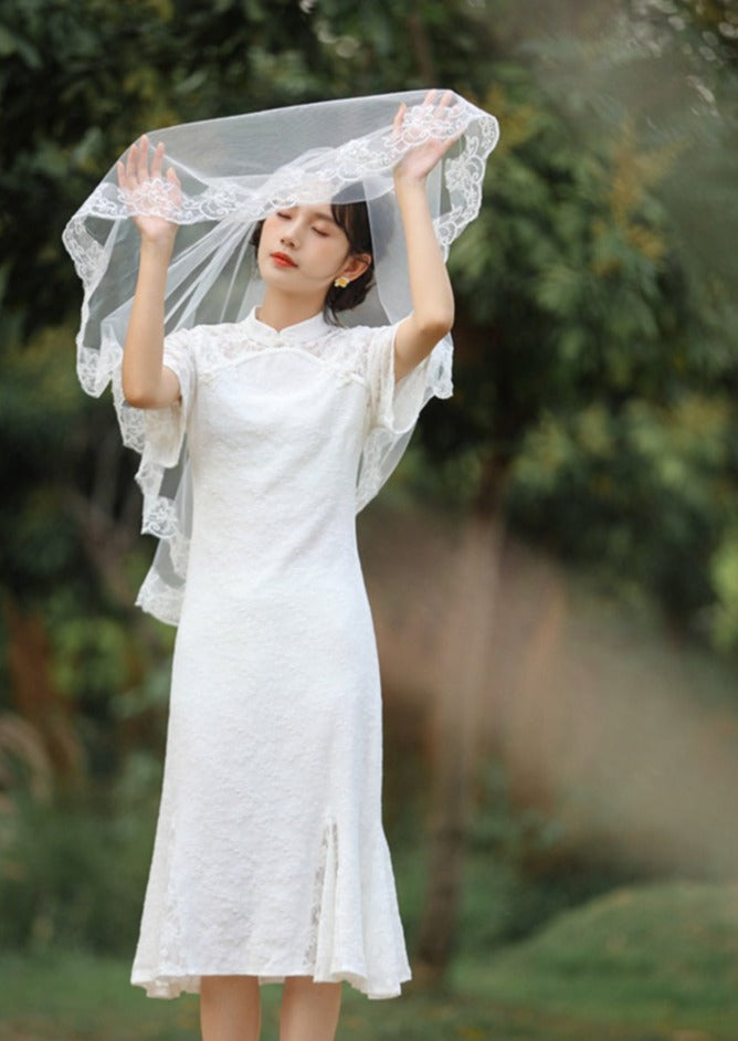White Bridal Qipao Dress (WQP01)