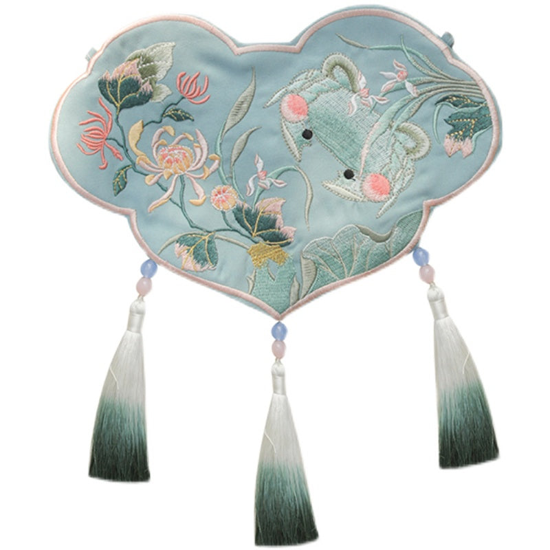 Crab | Blue Embroidered Bag