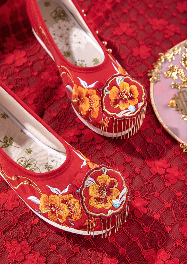 Red Fortune | Hanfu Wedding Shoes (花开锦绣）