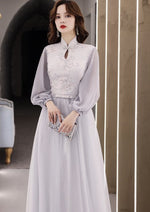 Bridesmaids Gray Chinese Style Dress (BM10)