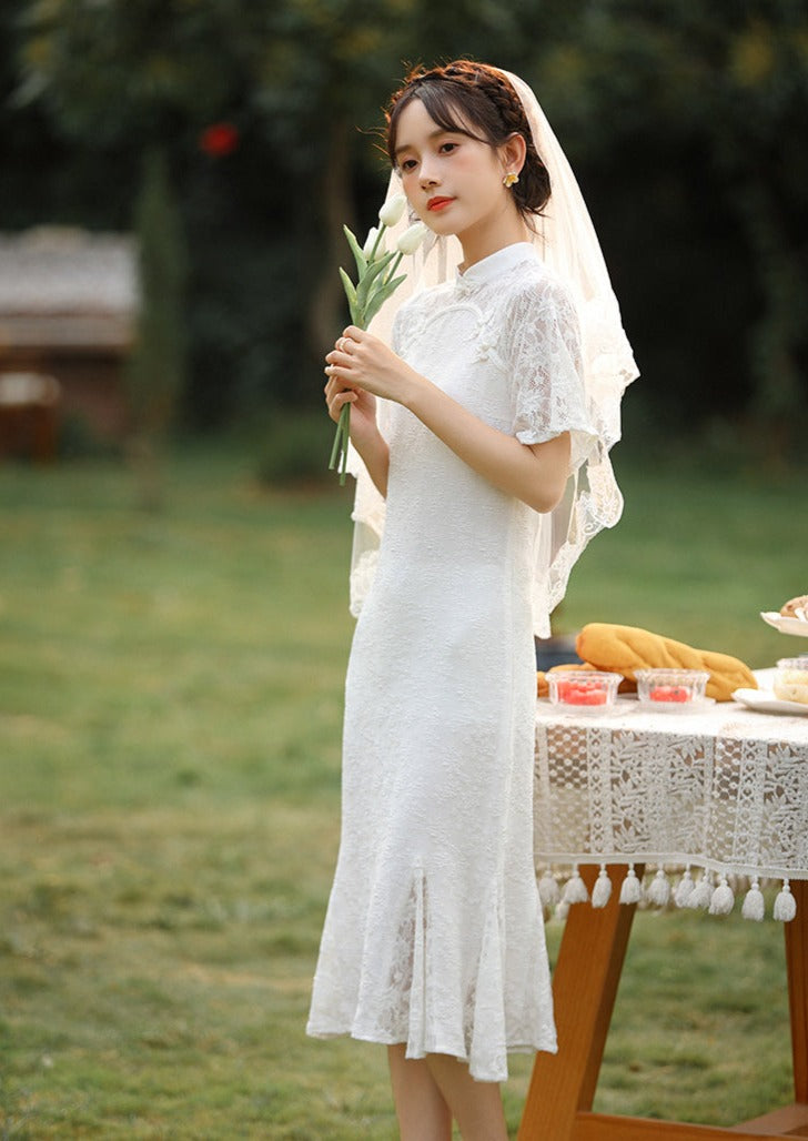 White Bridal Qipao Dress (WQP01)