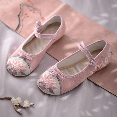 Qing Plum | Blush Embroidered Shoes(云舒）