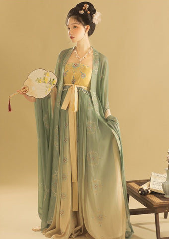 Kanzashi Flower | Green Hanfu Dress (簪花)