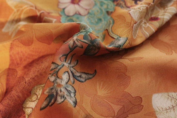 Royal Gardenia | Printed Yellow Qipao (御花园)