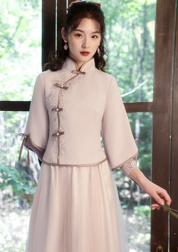 Bridesmaids Gray Chinese Style Dress (BM09)