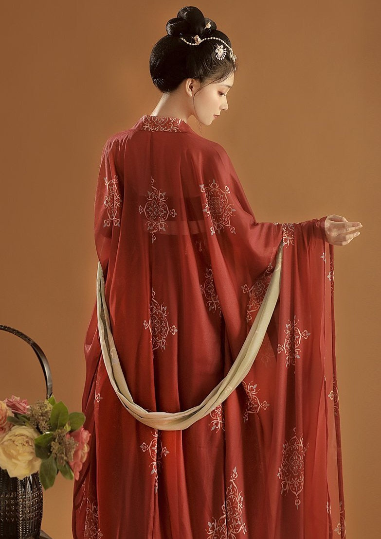 Kanzashi Flower | Red Hanfu Dress (簪花)