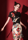 Lotus Crane | Mini Qipao Dress (黑鹤)