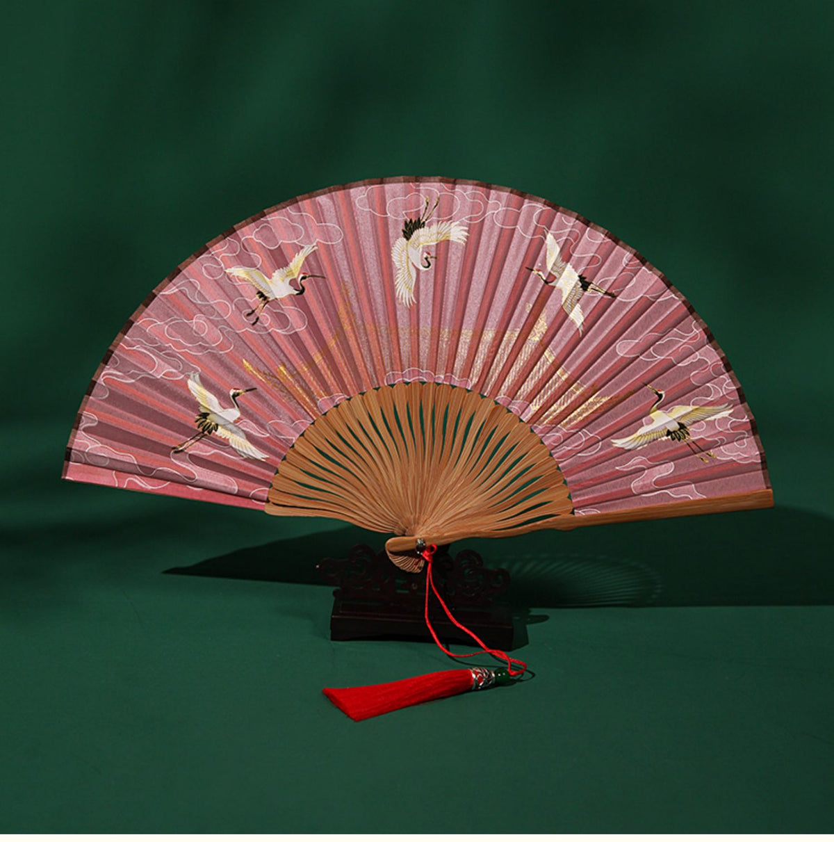 Flying Crane | Folding Tassels Fan