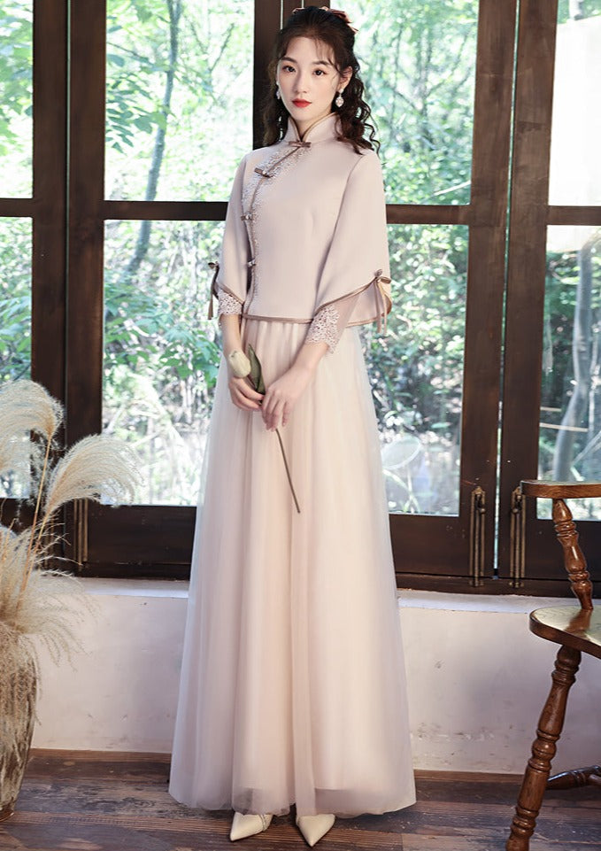 chinese style dress Bridesmaids Gray Chinese Style Dress (BM09) Custom Size / Gray