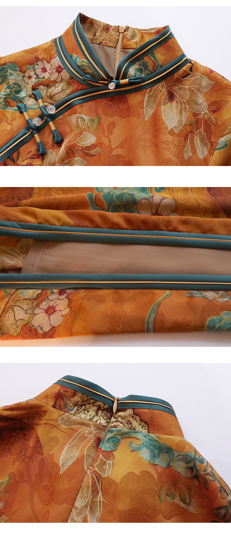 Royal Gardenia | Printed Yellow Qipao (御花园)