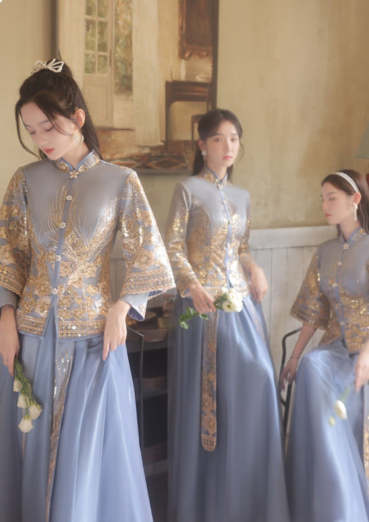 Bridesmaids Blue Chinese Style Dress (BM03)