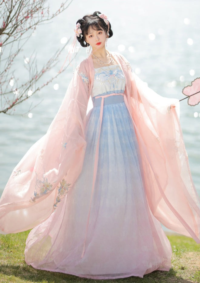 Pink Aqua | 4-Piece Hanfu Dress () S / Pink Pink Aqua | 4-Piece Hanfu Dress () S / Pink