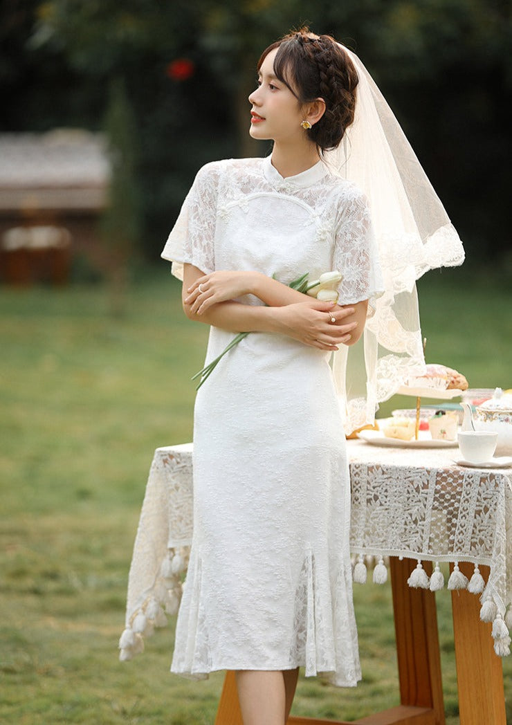 White Bridal Qipao Dress (WQP01)