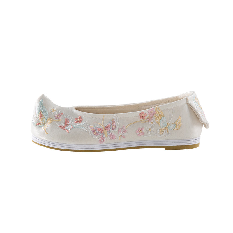 Butterfly | Ivory Embroidered Shoes(Bty）
