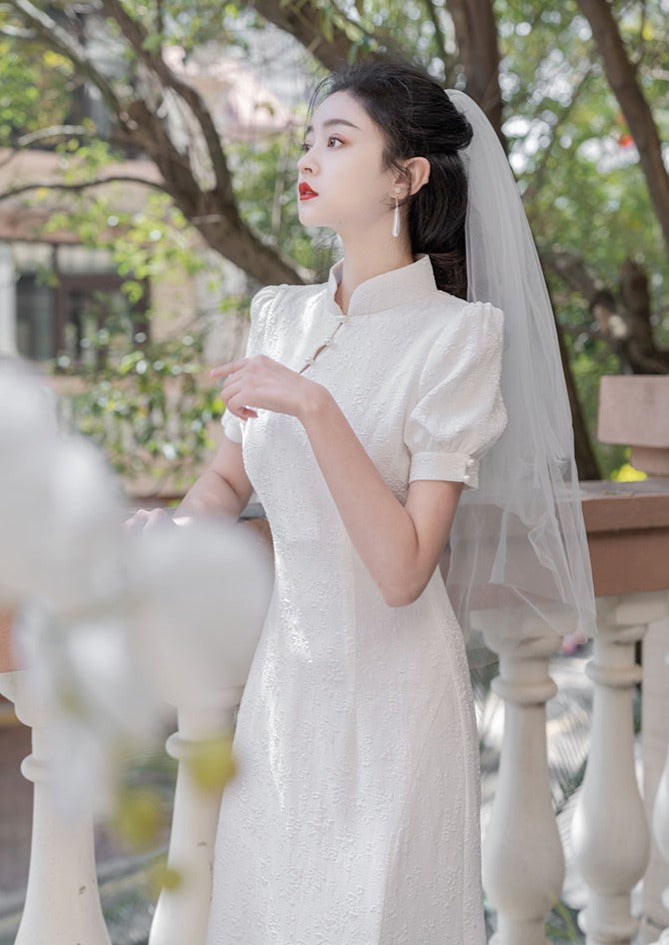 White Bridal Qipao Dress (WQP02)