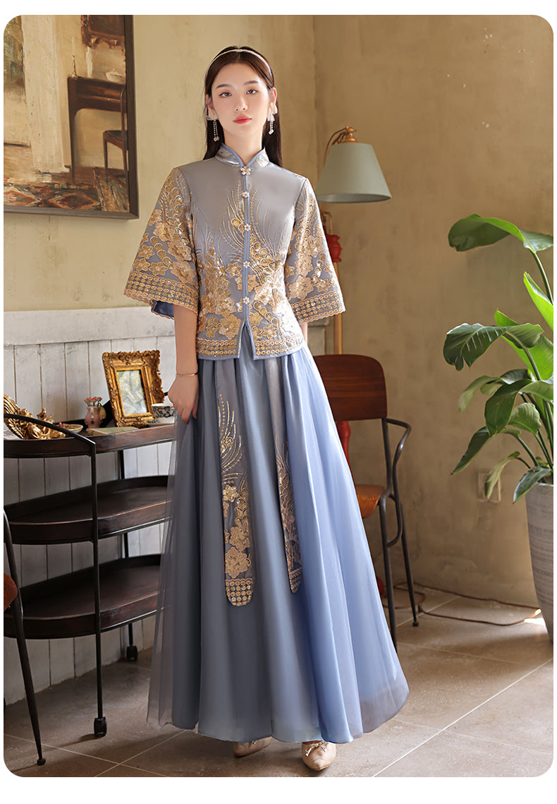 Bridesmaids Blue Chinese Style Dress (BM03)