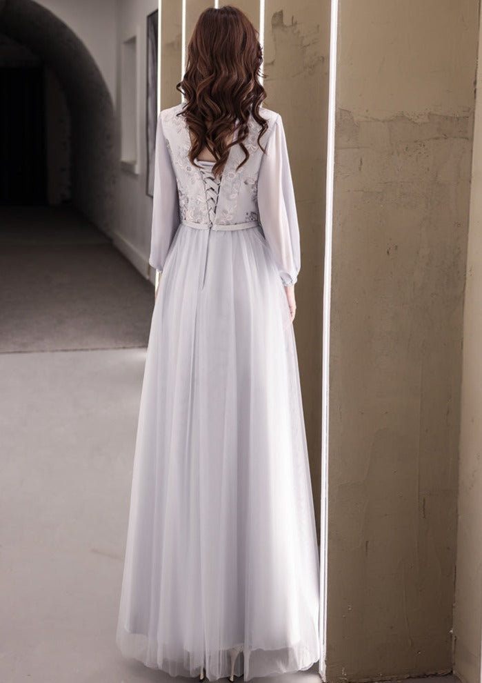 Bridesmaids Gray Chinese Style Dress (BM10)