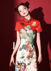 Lotus Crane | Mini Qipao Dress (红鹤)