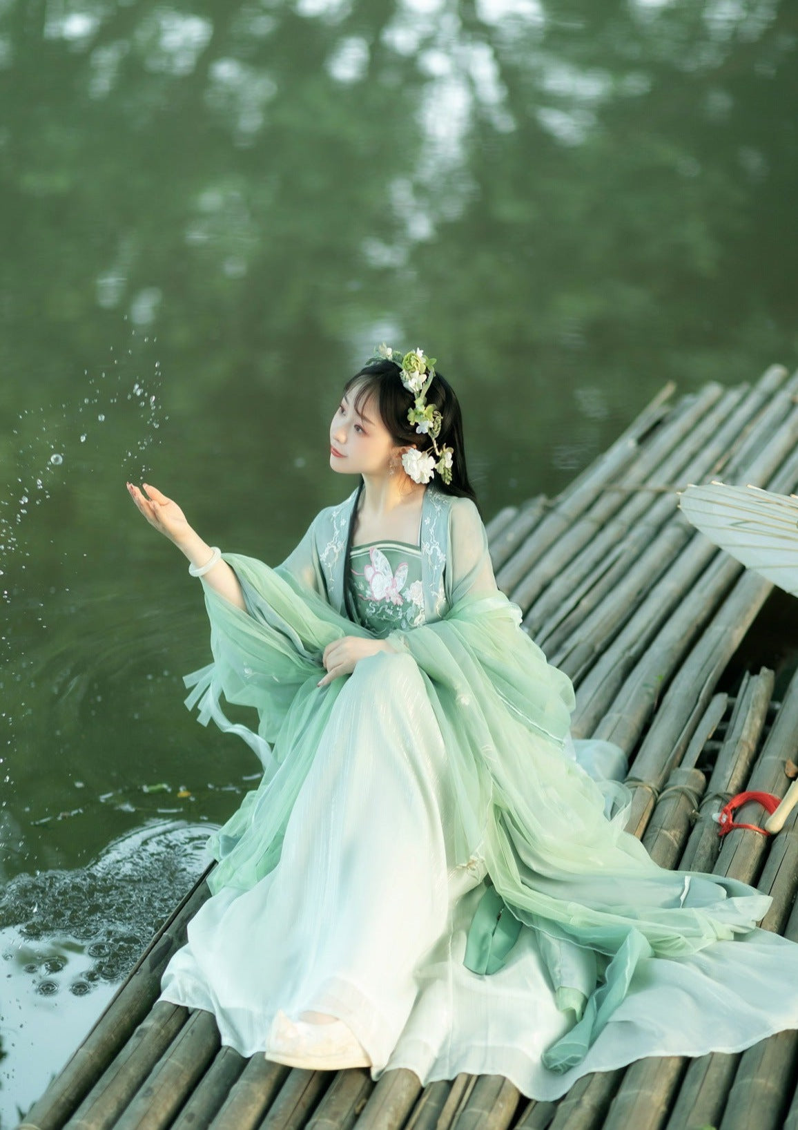 Sueño de mariposa | Vestido Hanfu verde de verano (梦蝶)