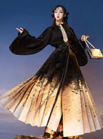 Moon River | Modern Golden Ma Mian Skirt (月生春江)