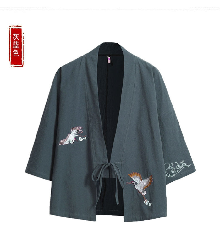 LingTian | Black Uni-Sex Asian Robe / Kimono (凌天)