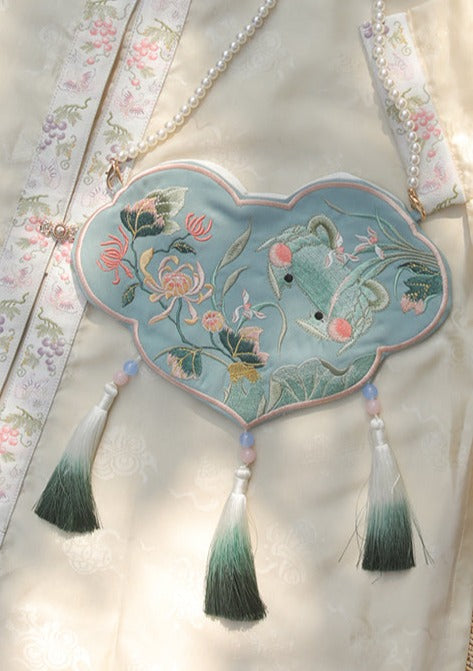 Crab | Blue Embroidered Bag