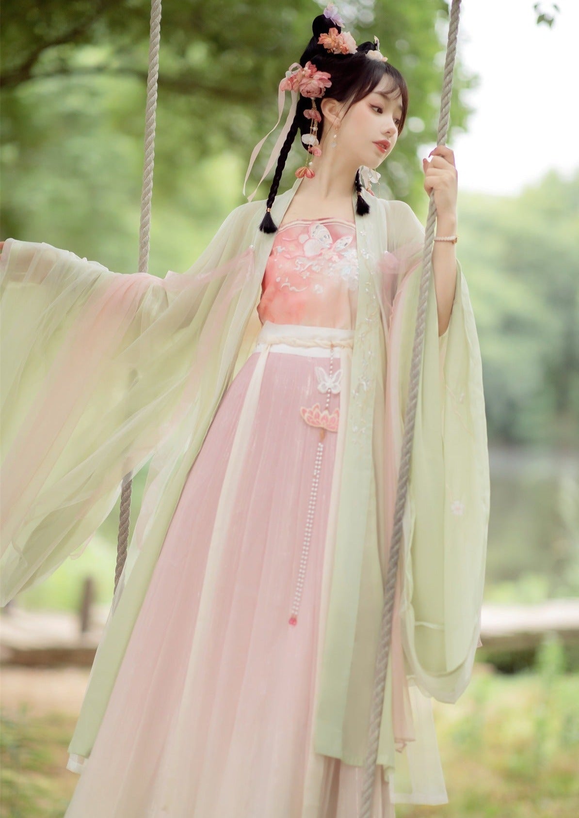 Sueño de mariposa | Vestido Hanfu rosa de verano (梦蝶)