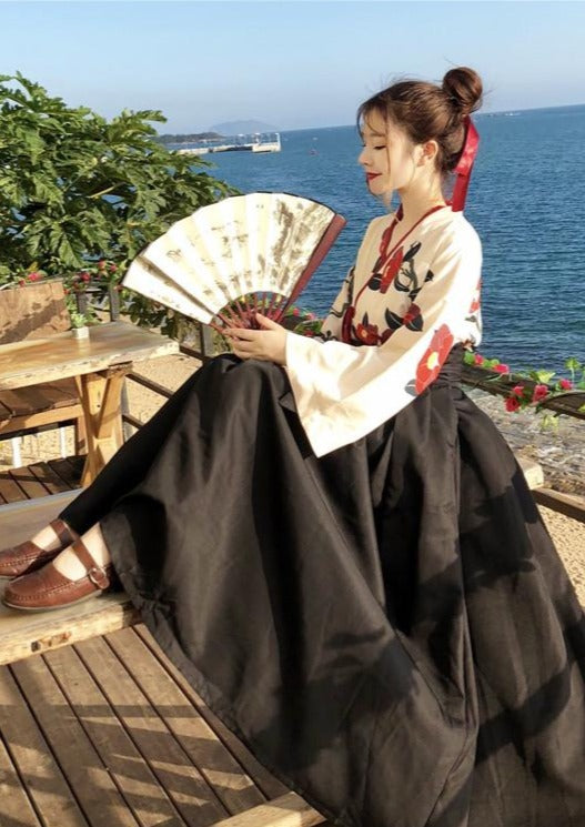 Camellia | Modern Black Long Dress (夏日校服)