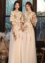 Bridesmaids Gold Chinese Style Dress (BM012)