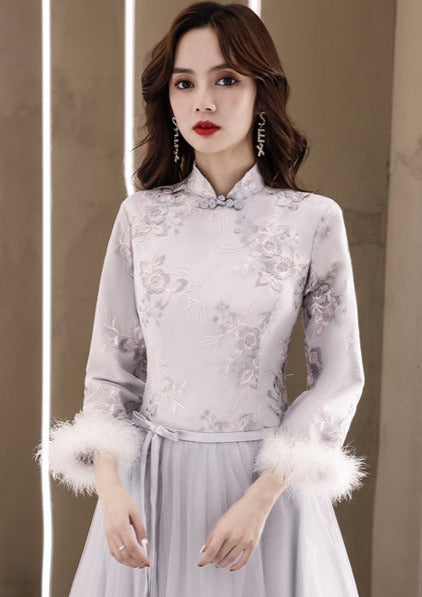 Bridesmaids Gray Chinese Style Dress (BM10)