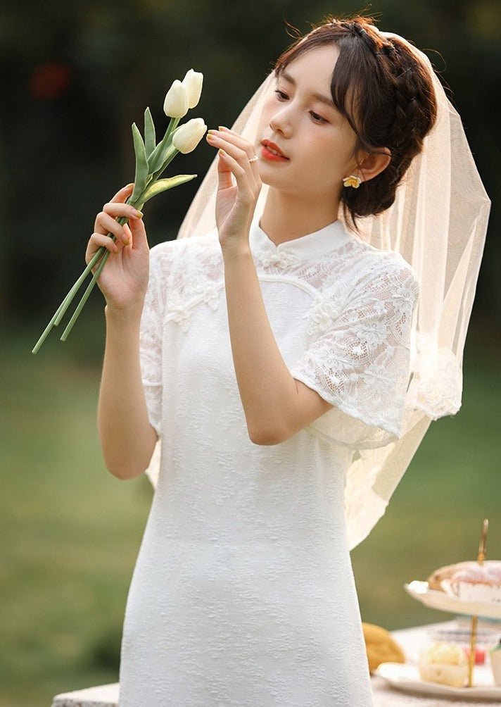 White Bridal Qipao Dress (WQP01)