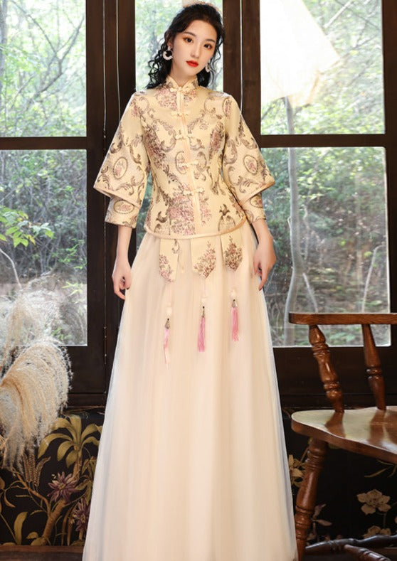 Bridesmaids Gold Chinese Style Dress (BM012)