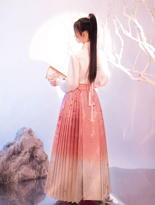 cherry blossom pink hanfu dress HanfuSpring Cherry Blossoms|Tang Chest-Length skirt