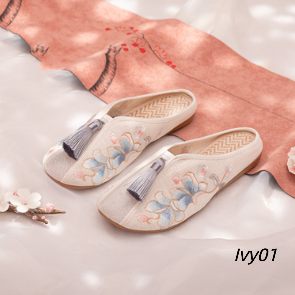 Magnolia | 7 colors Embroidered Mule Shoes(绾青）